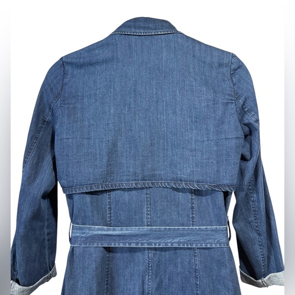 NEW, Dynamite, Long Denim Trench Coat, Size Large, Blue - Picture 6 of 11